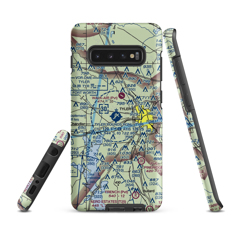 Tyler Pounds Regional Airport (TYR) VFR Sectional Samsung Phone Case Samsung Galaxy S10 Plus model shown