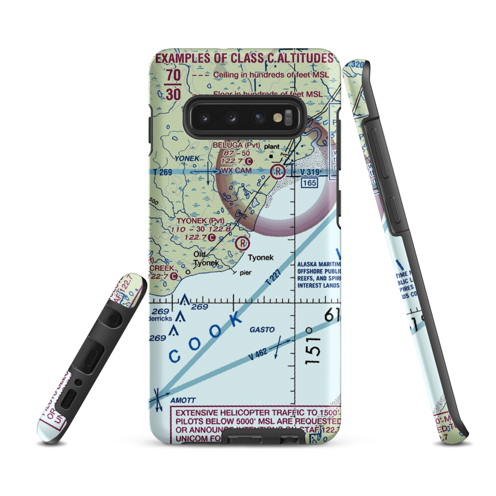 Tyonek Airport (TYE) VFR Sectional Samsung Phone Case Samsung Galaxy S10e model shown
