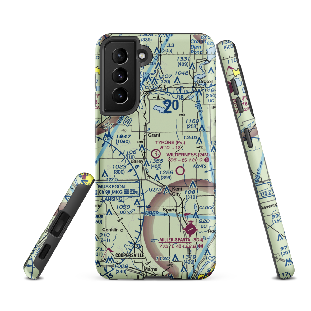 Tyrone Airport (MI67) VFR Sectional Samsung Phone Case Samsung Galaxy S21 FE model shown