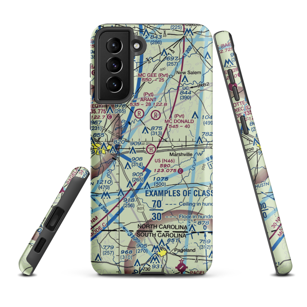 U S Heliport (N46) VFR Sectional Samsung Phone Case Samsung Galaxy S21 FE model shown