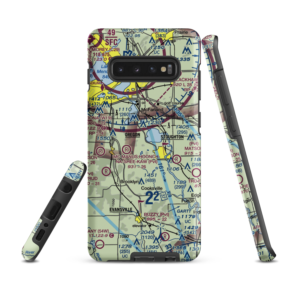 Uff-Da Airport (2WI1) VFR Sectional Samsung Phone Case Samsung Galaxy S10 Plus model shown