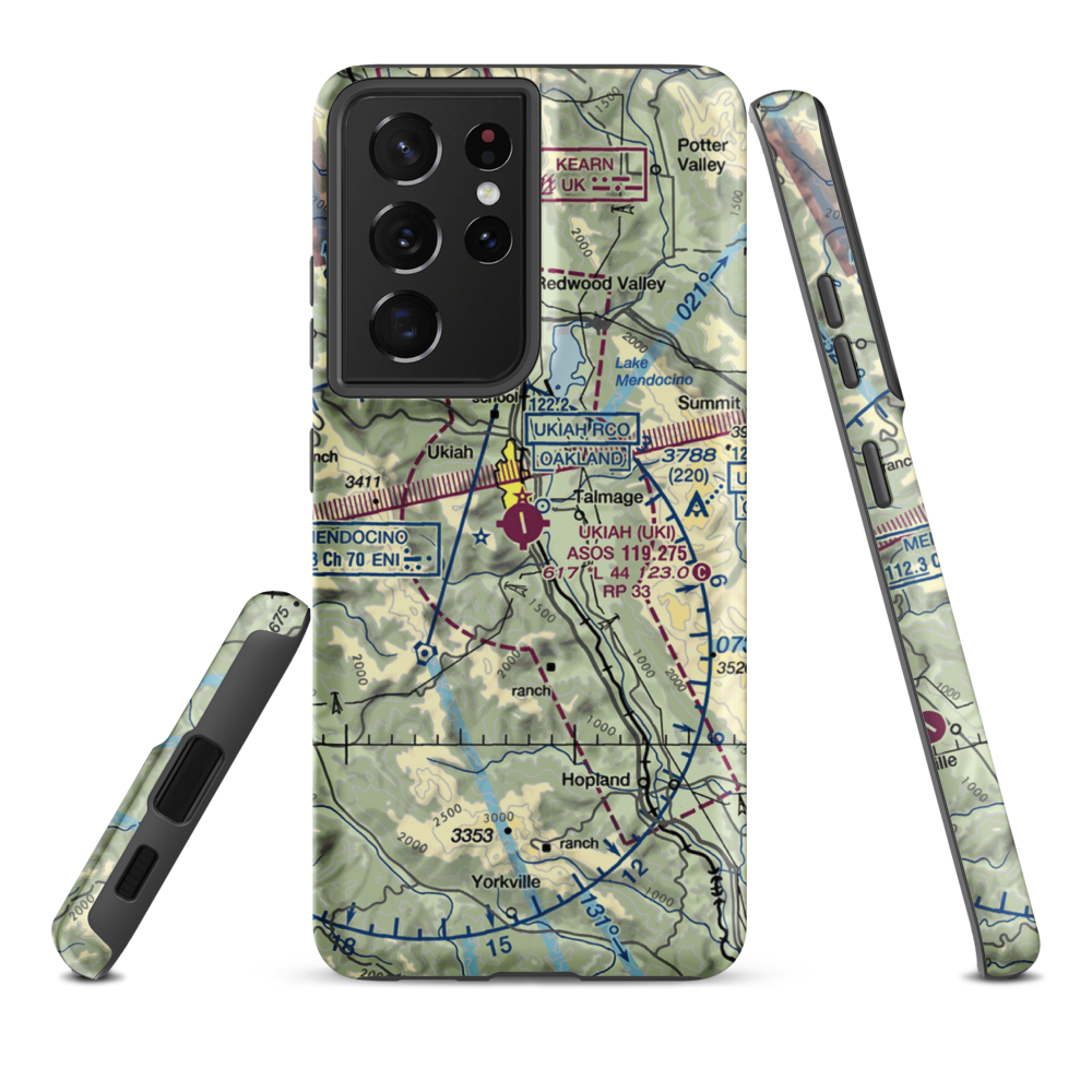 Ukiah Municipal Airport (UKI) VFR Sectional Samsung Phone Case Samsung Galaxy S21 Ultra model shown