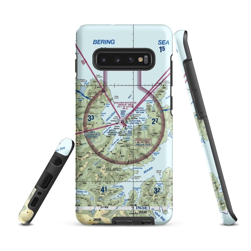Unalaska Airport (DUT) VFR Sectional Samsung Phone Case Samsung Galaxy S10e model shown