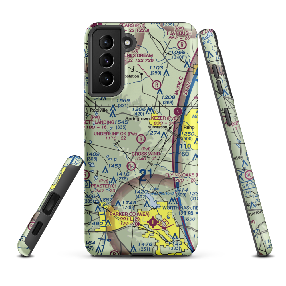 Underline OK Airport (93XS) VFR Sectional Samsung Phone Case Samsung Galaxy S21 FE model shown