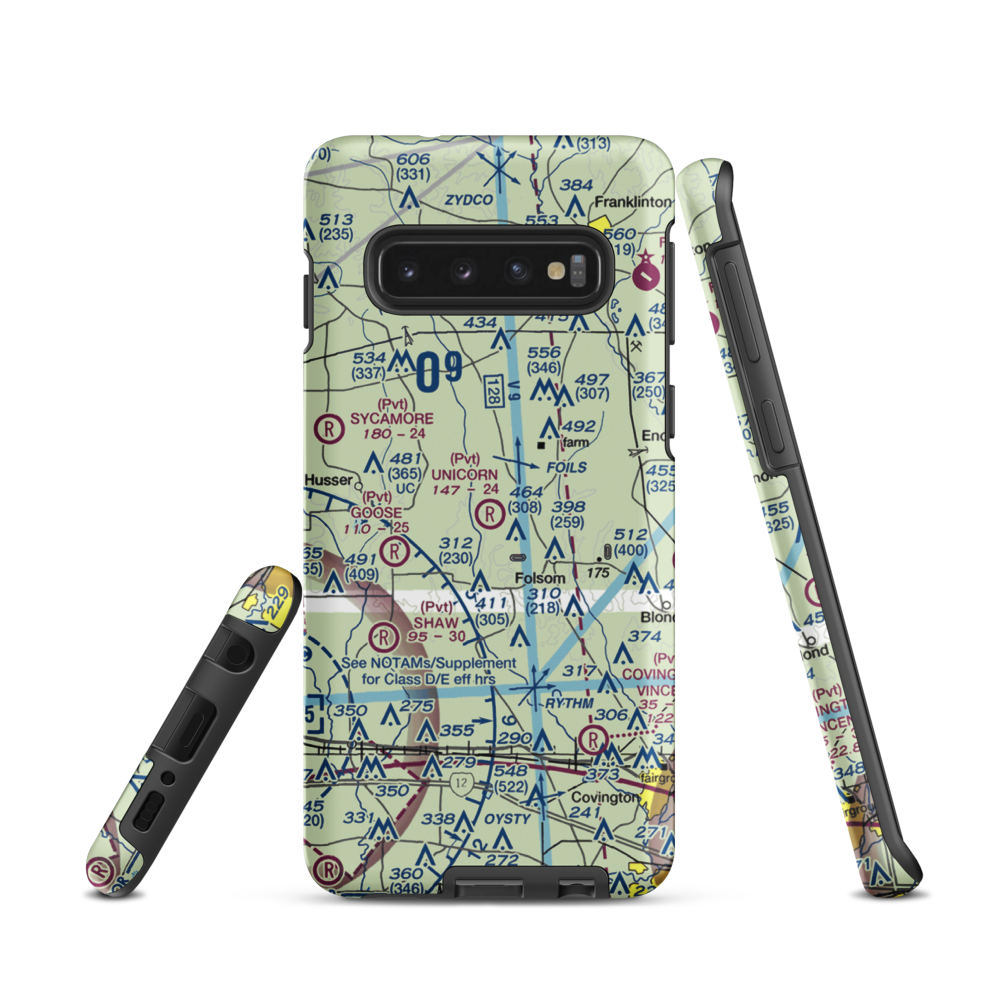 Unicorn Airport (LA26) VFR Sectional Samsung Phone Case Samsung Galaxy S10 model shown