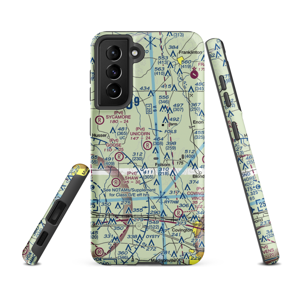 Unicorn Airport (LA26) VFR Sectional Samsung Phone Case Samsung Galaxy S21 Ultra model shown