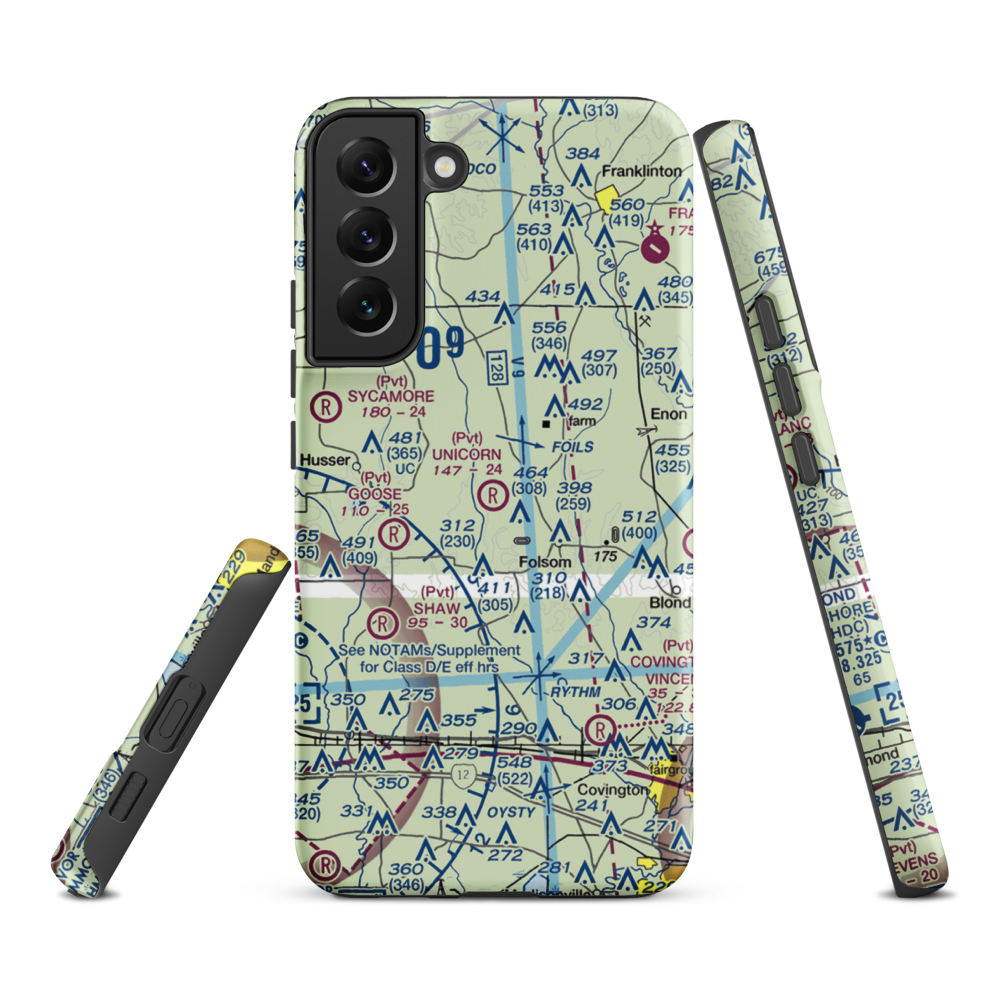 Unicorn Airport (LA26) VFR Sectional Samsung Phone Case Samsung Galaxy S22 Plus model shown