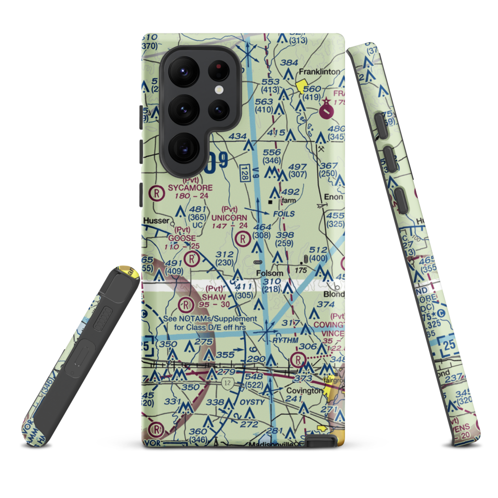 Unicorn Airport (LA26) VFR Sectional Samsung Phone Case Samsung Galaxy S22 Ultra model shown