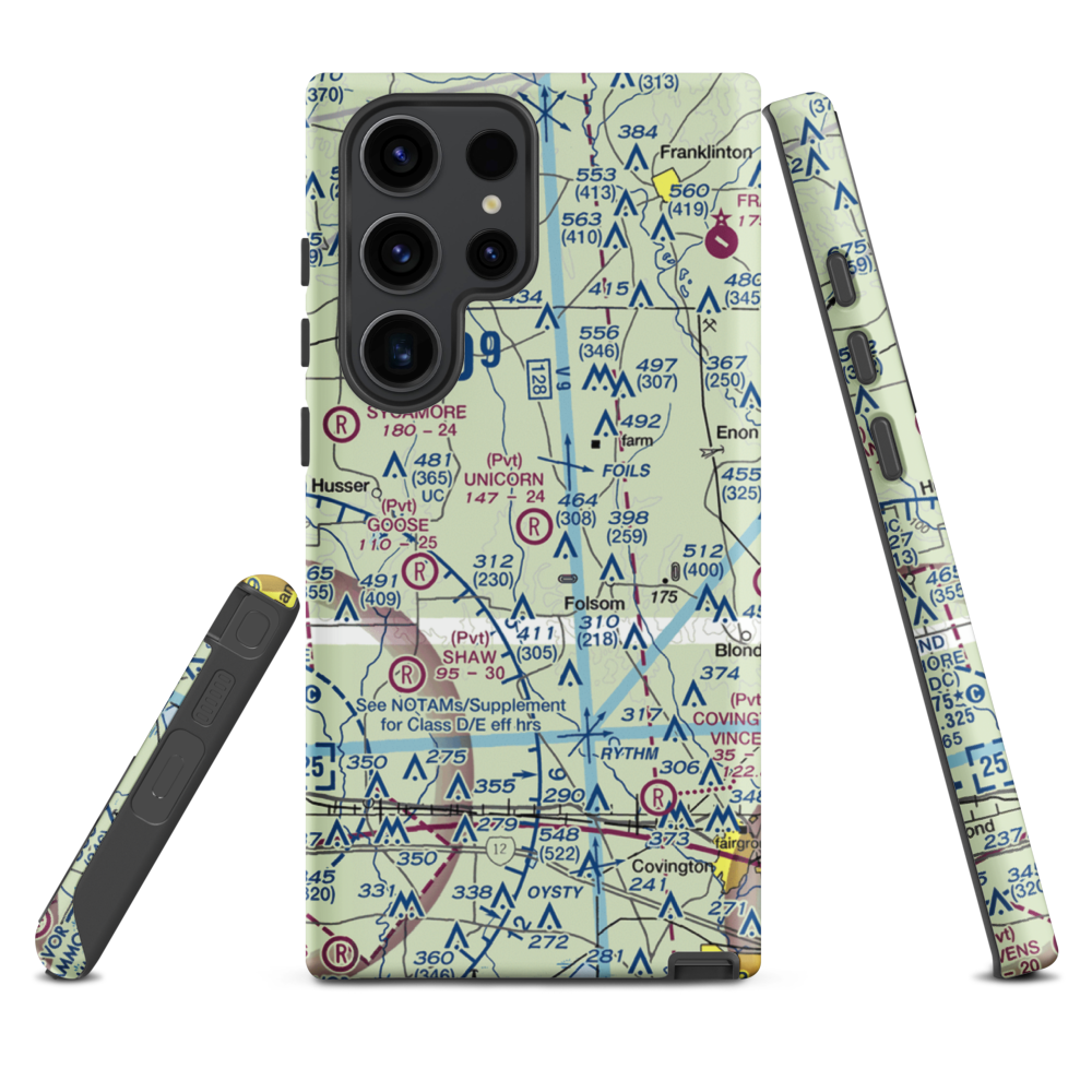 Unicorn Airport (LA26) VFR Sectional Samsung Phone Case Samsung Galaxy S23 Ultra model shown