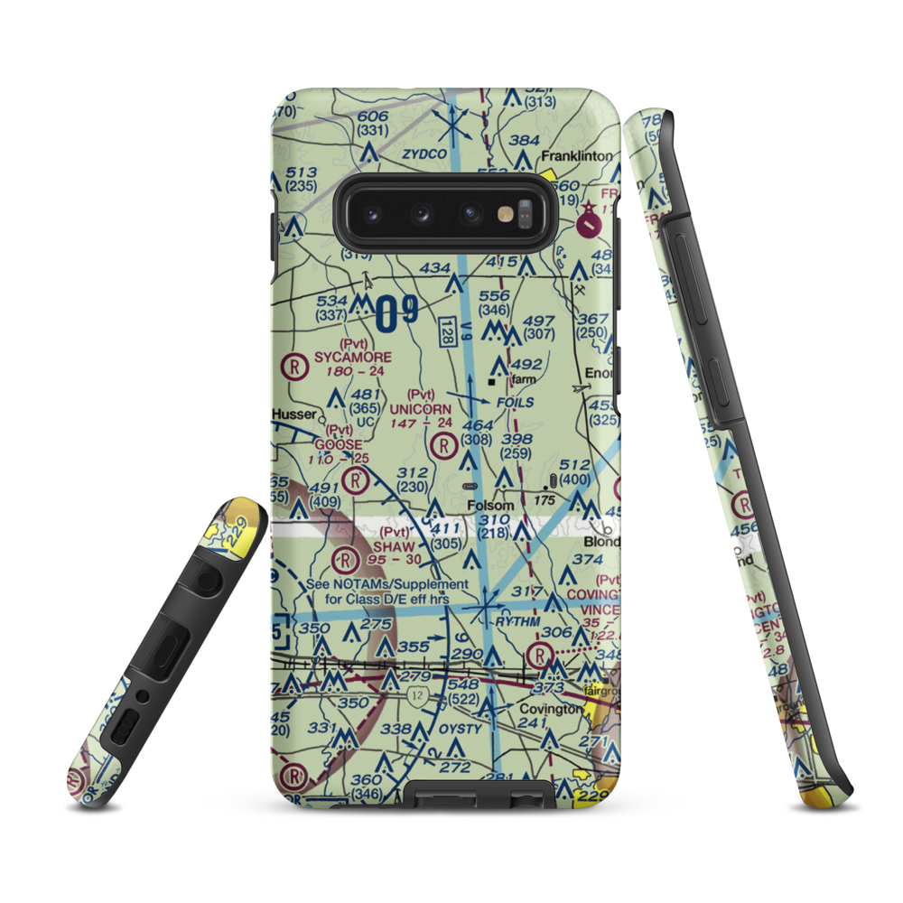 Unicorn Airport (LA26) VFR Sectional Samsung Phone Case Samsung Galaxy S10 Plus model shown
