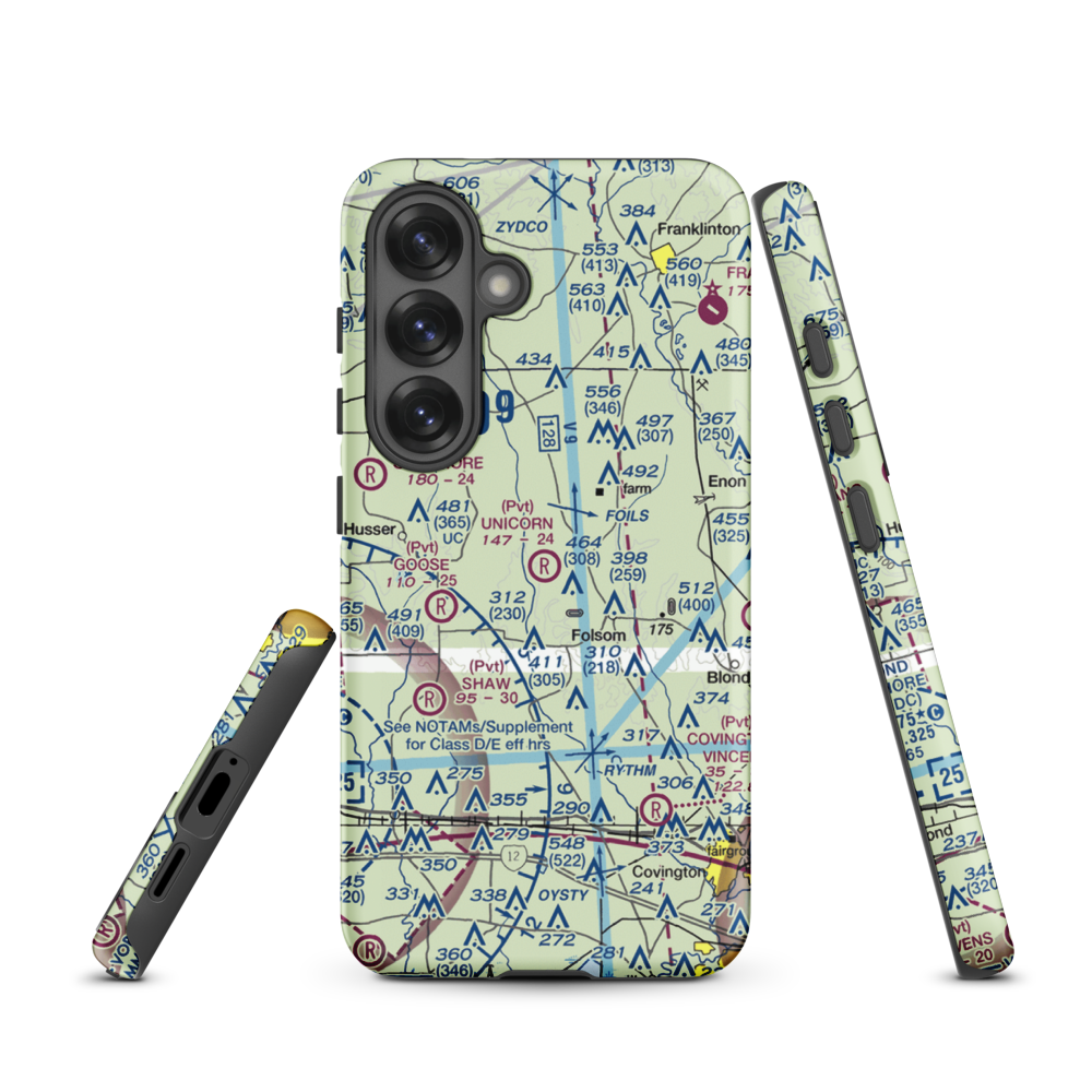 Unicorn Airport (LA26) VFR Sectional Samsung Phone Case Samsung Galaxy S25 model shown