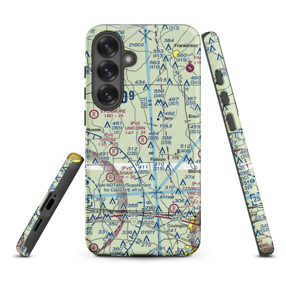 Unicorn Airport (LA26) VFR Sectional Samsung Phone Case Samsung Galaxy S25 Plus model shown