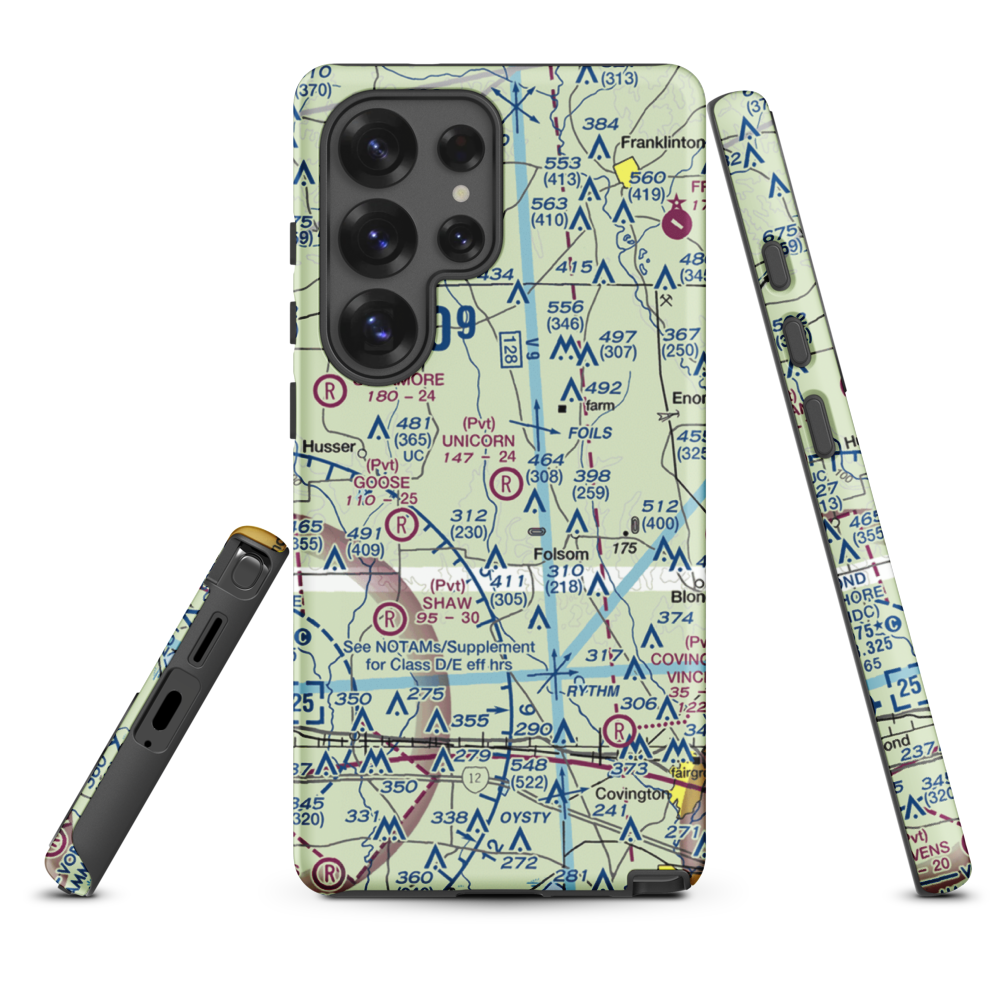 Unicorn Airport (LA26) VFR Sectional Samsung Phone Case Samsung Galaxy S25 Ultra model shown