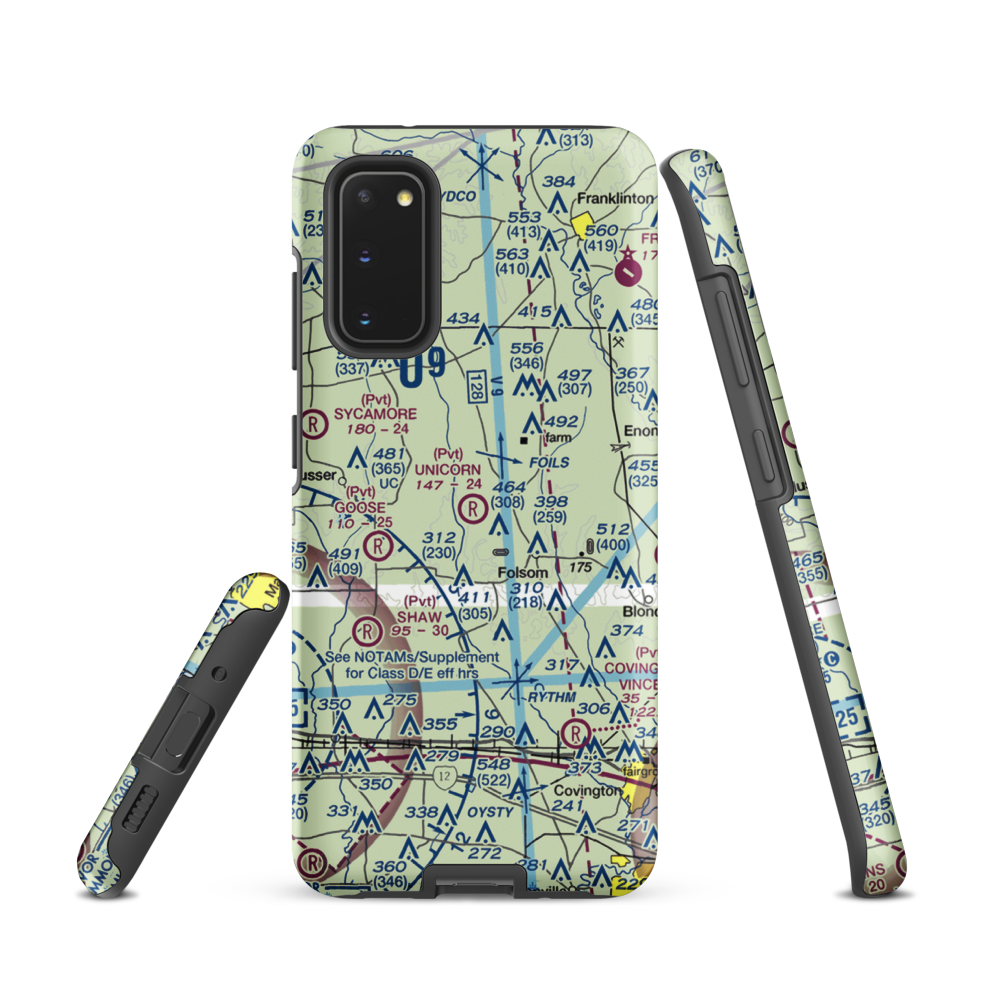 Unicorn Airport (LA26) VFR Sectional Samsung Phone Case Samsung Galaxy S20 model shown