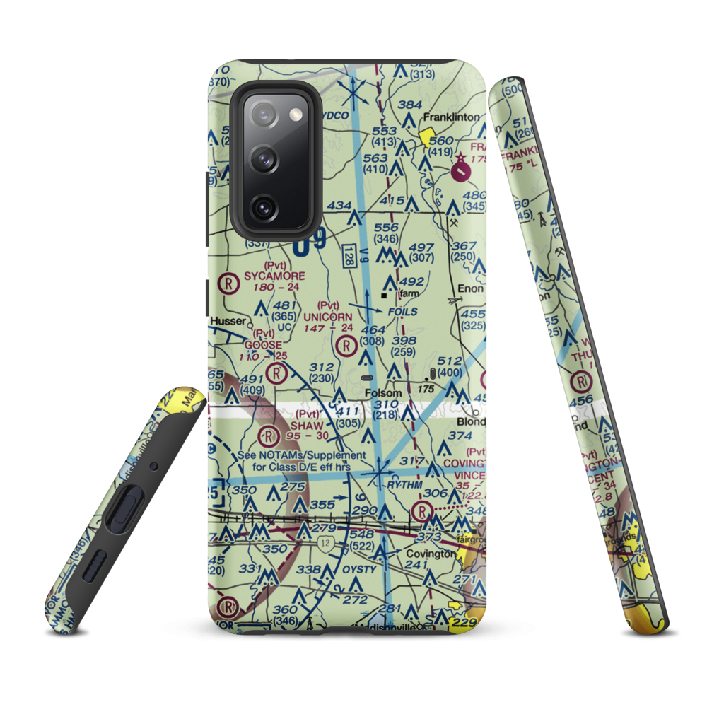 Unicorn Airport (LA26) VFR Sectional Samsung Phone Case Samsung Galaxy S20 FE model shown