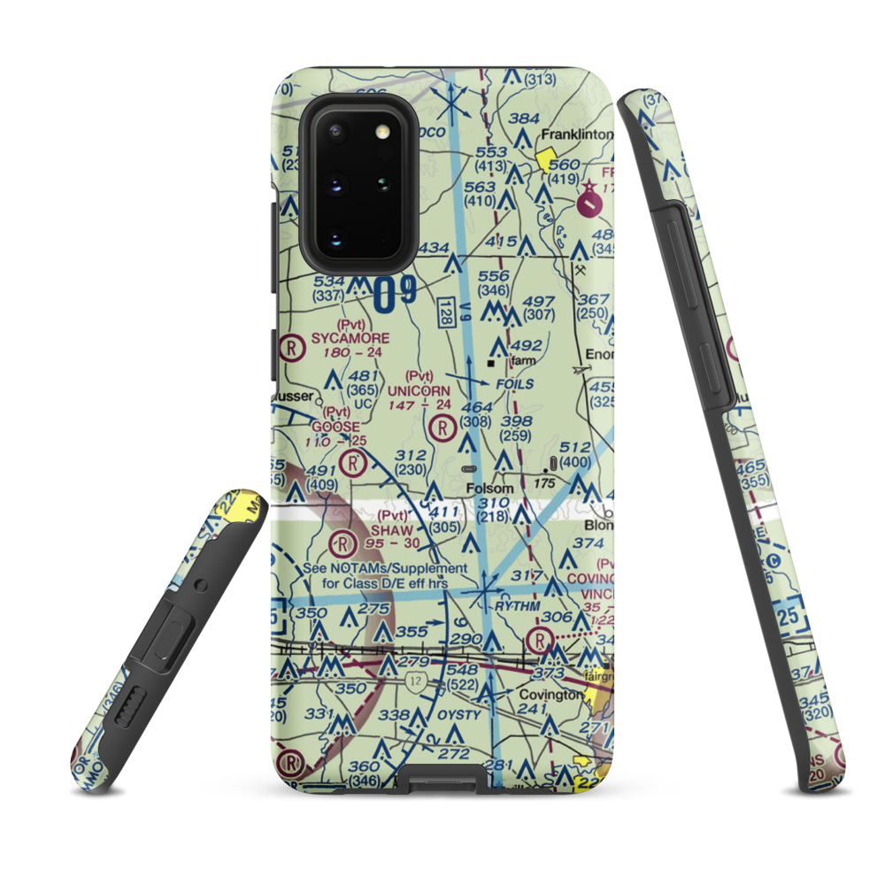 Unicorn Airport (LA26) VFR Sectional Samsung Phone Case Samsung Galaxy S20 Plus model shown