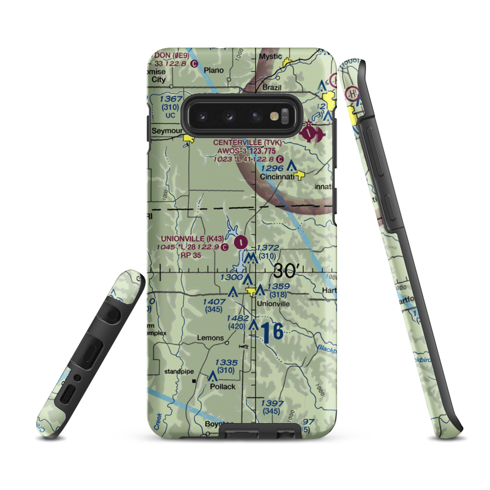 Unionville Municipal Airport (K43) VFR Sectional Samsung Phone Case Samsung Galaxy S10 Plus model shown