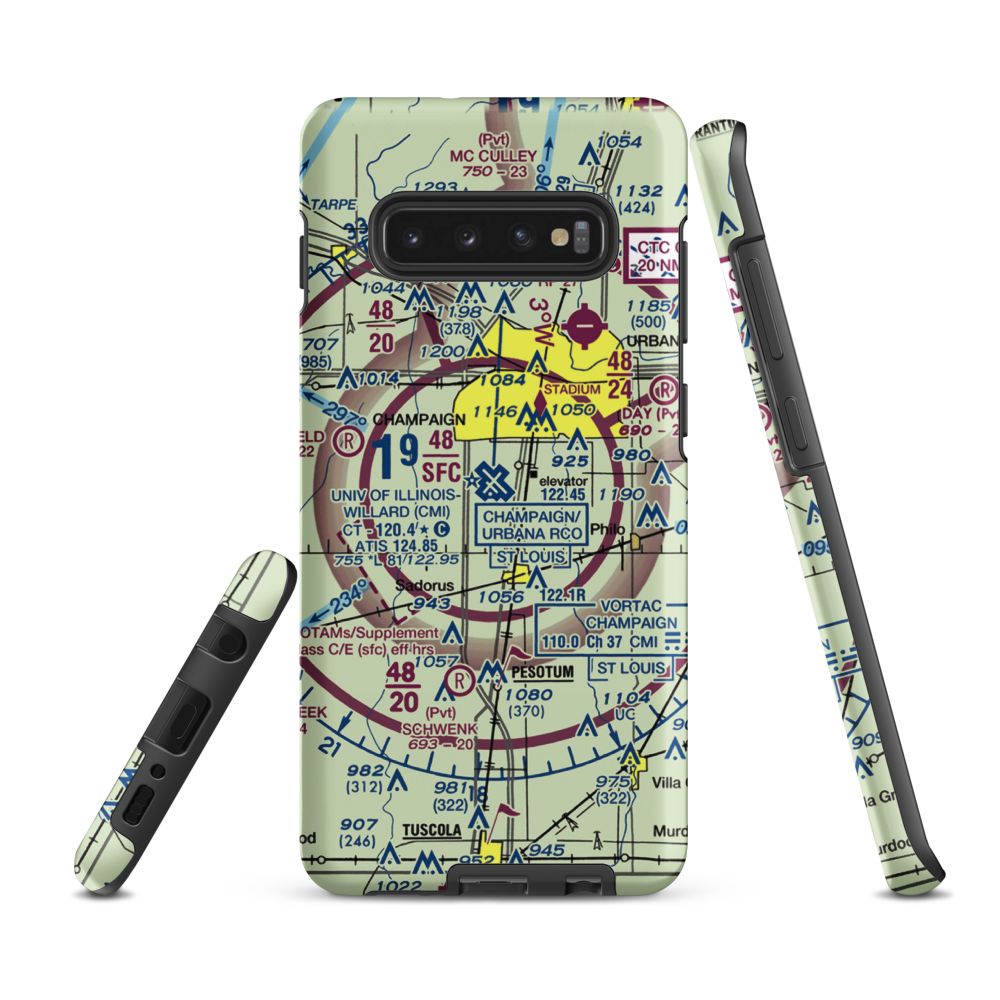 University of Illinois Willard Airport (CMI) VFR Sectional Samsung Phone Case Samsung Galaxy S10 Plus model shown