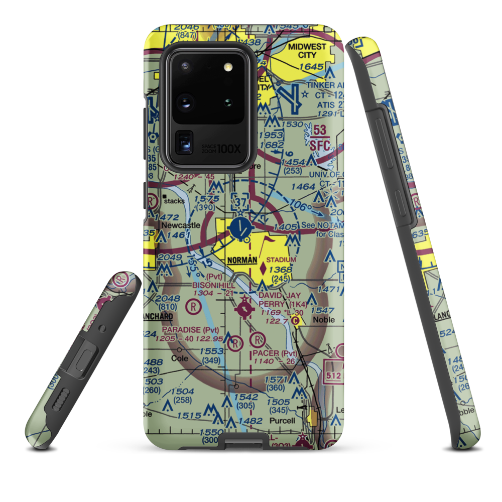 University of Oklahoma Westheimer Airport (OUN) VFR Sectional Samsung Phone Case Samsung Galaxy S20 Ultra model shown