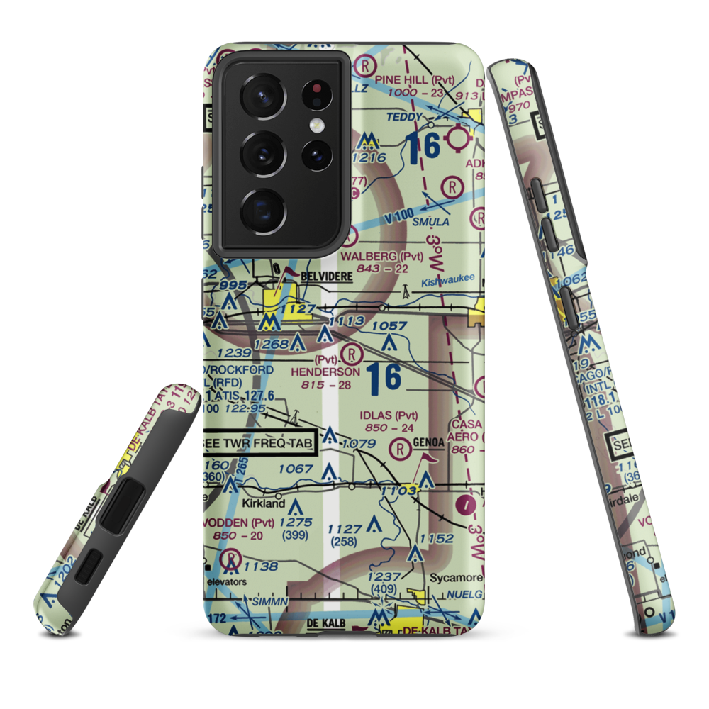 Untied Acres Airport (IS83) VFR Sectional Samsung Phone Case Samsung Galaxy S21 Plus model shown
