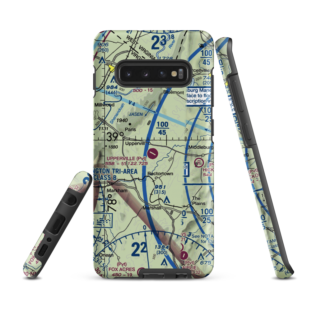 Upperville Airport (2VG2) VFR Sectional Samsung Phone Case Samsung Galaxy S10 Plus model shown