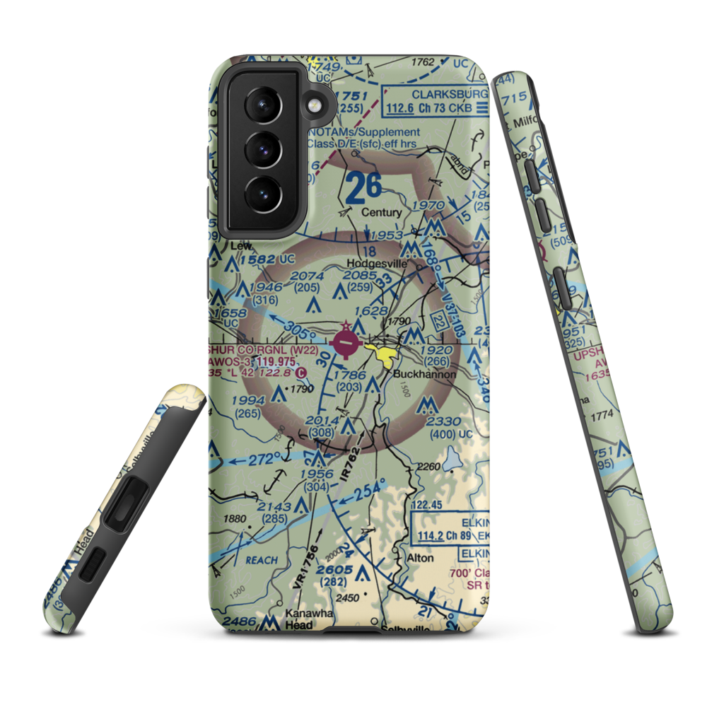 Upshur County Regional Airport (W22) VFR Sectional Samsung Phone Case Samsung Galaxy S21 FE model shown