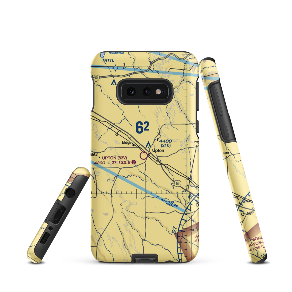 Upton Municipal Airport (83V) VFR Sectional Samsung Phone Case Samsung Galaxy S10e model shown