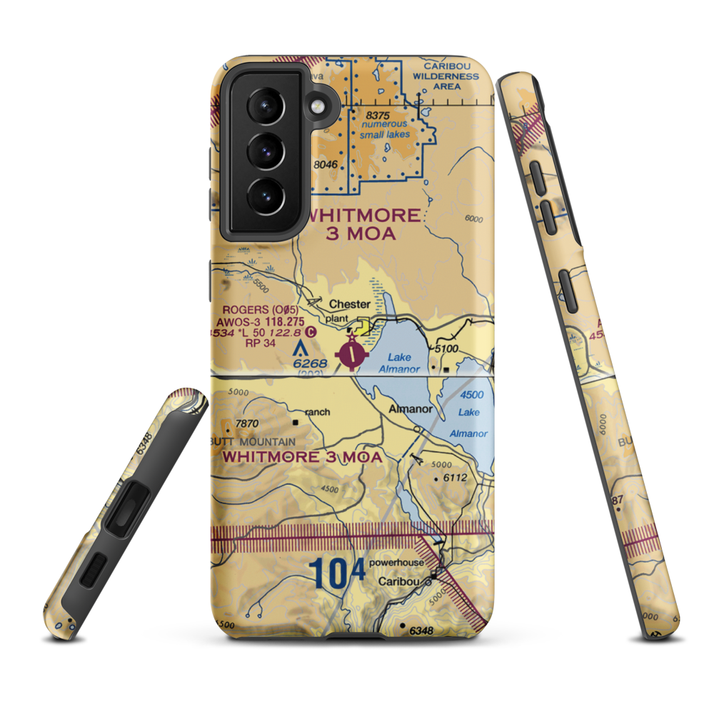 US Forest Service Chester Heliport (5Q2) VFR Sectional Samsung Phone Case Samsung Galaxy S21 Plus model shown