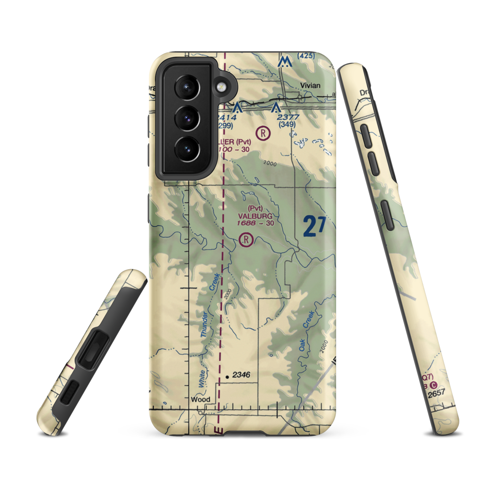Valburg Ranch Airport (SD14) VFR Sectional Samsung Phone Case Samsung Galaxy S21 FE model shown