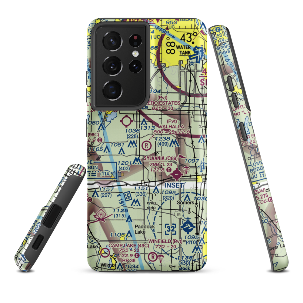 Valhalla Airport (84C) VFR Sectional Samsung Phone Case Samsung Galaxy S21 Plus model shown