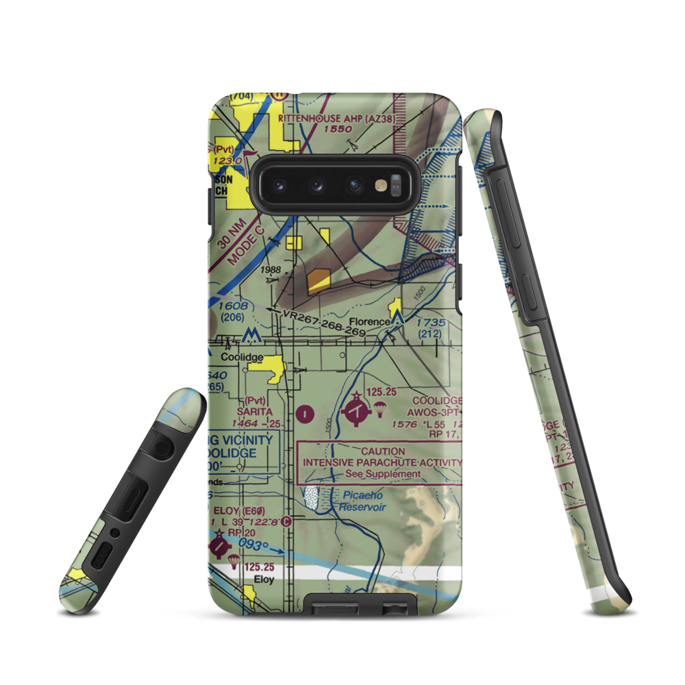 Valley Farms Airport (36AZ) VFR Sectional Samsung Phone Case Samsung Galaxy S10 model shown