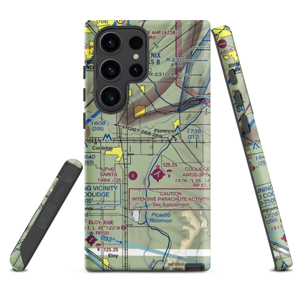 Valley Farms Airport (36AZ) VFR Sectional Samsung Phone Case Samsung Galaxy S23 Ultra model shown