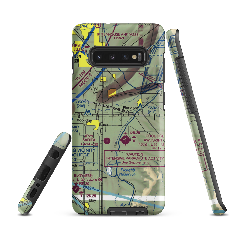 Valley Farms Airport (36AZ) VFR Sectional Samsung Phone Case Samsung Galaxy S10e model shown