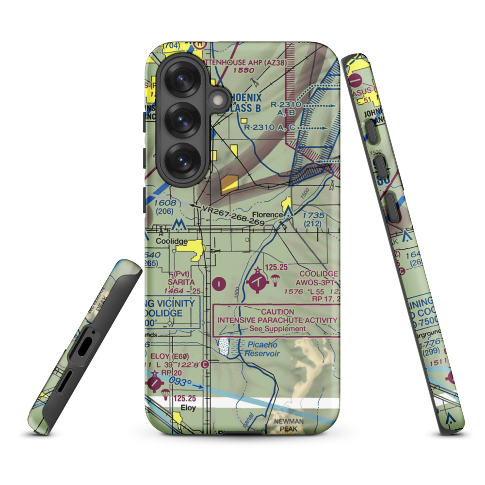 Valley Farms Airport (36AZ) VFR Sectional Samsung Phone Case Samsung Galaxy S25 Plus model shown