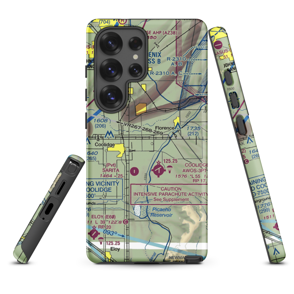 Valley Farms Airport (36AZ) VFR Sectional Samsung Phone Case Samsung Galaxy S25 Ultra model shown