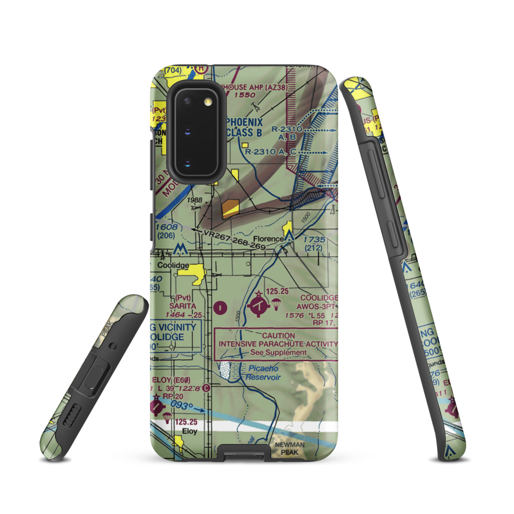 Valley Farms Airport (36AZ) VFR Sectional Samsung Phone Case Samsung Galaxy S20 model shown
