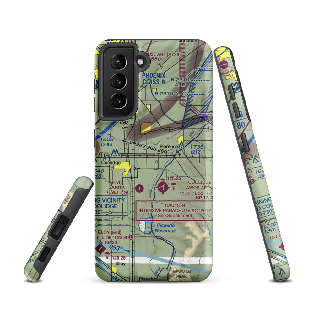 Valley Farms Airport (36AZ) VFR Sectional Samsung Phone Case Samsung Galaxy S21 model shown