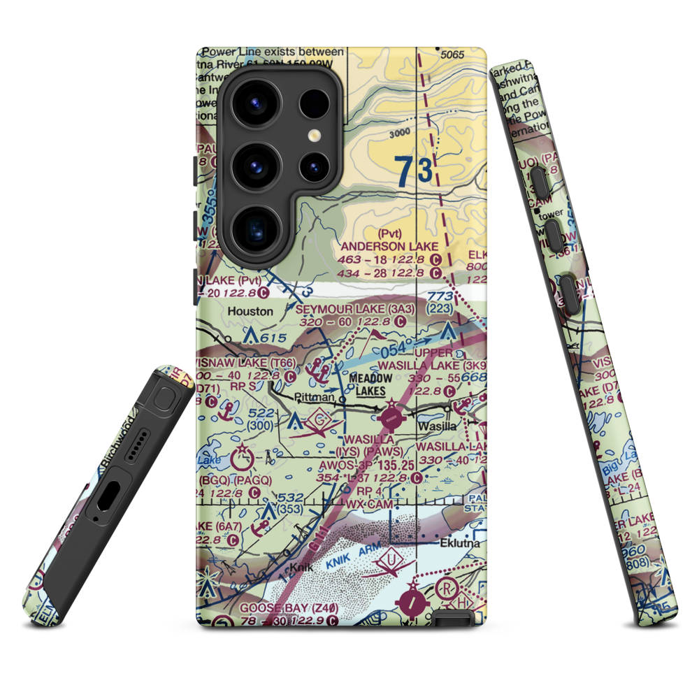 Valley Flying Crown Airport (AK27) VFR Sectional Samsung Phone Case Samsung Galaxy S24 Ultra model shown