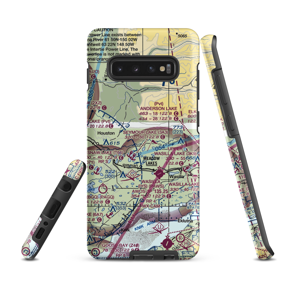 Valley Flying Crown Airport (AK27) VFR Sectional Samsung Phone Case Samsung Galaxy S10 Plus model shown