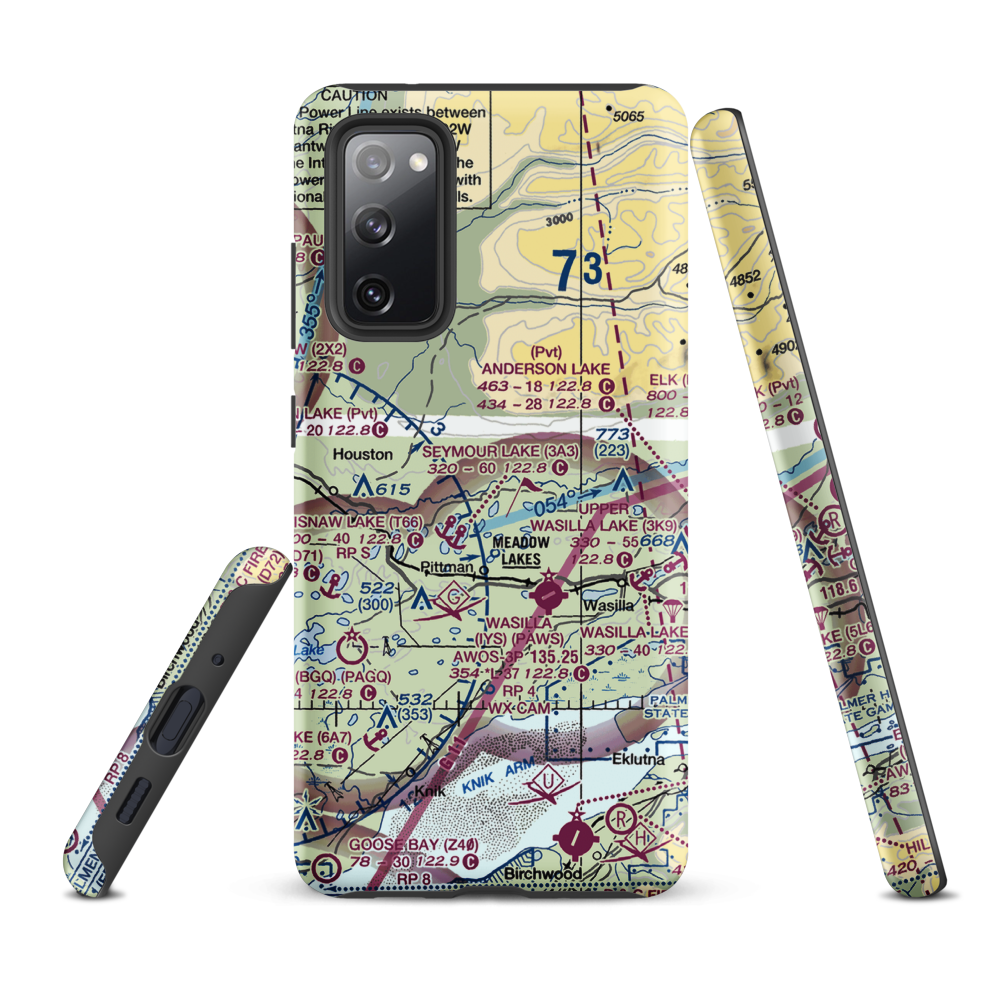Valley Flying Crown Airport (AK27) VFR Sectional Samsung Phone Case Samsung Galaxy S20 FE model shown