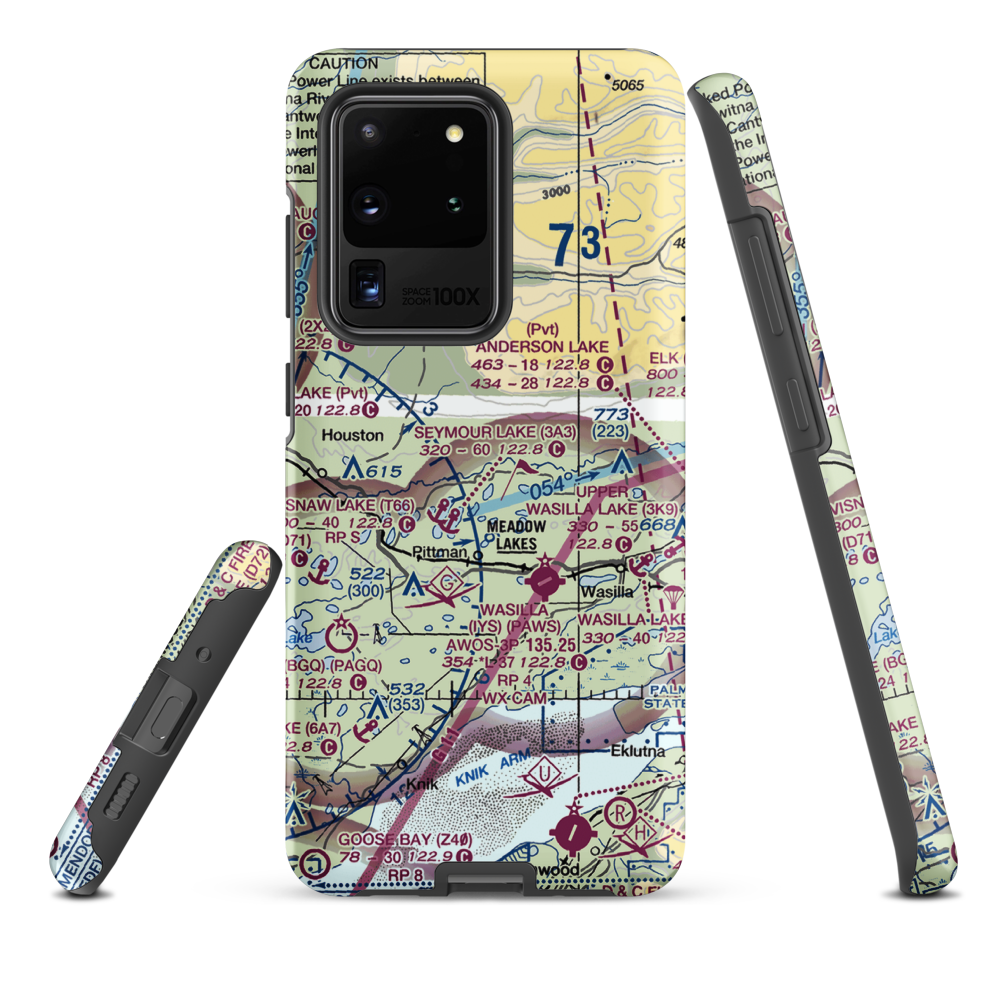Valley Flying Crown Airport (AK27) VFR Sectional Samsung Phone Case Samsung Galaxy S20 Ultra model shown