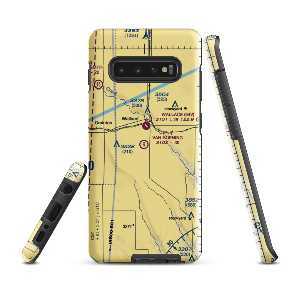 Van Boening Airport (6NE0) VFR Sectional Samsung Phone Case Samsung Galaxy S10 Plus model shown