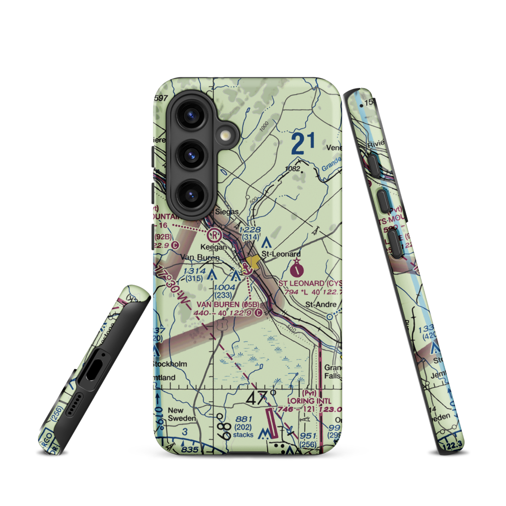 Van Buren Seaplane Base (05B) VFR Sectional Samsung Phone Case Samsung Galaxy S24 model shown
