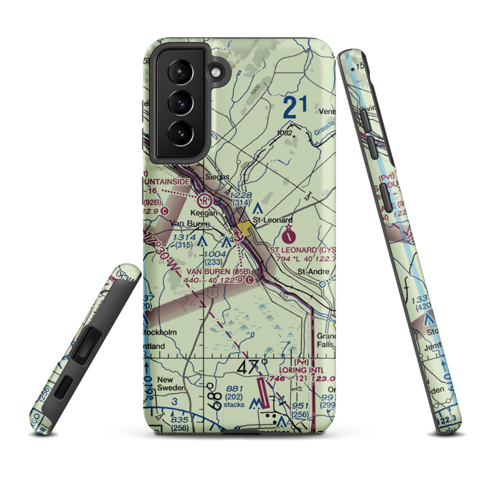 Van Buren Seaplane Base (05B) VFR Sectional Samsung Phone Case Samsung Galaxy S21 FE model shown