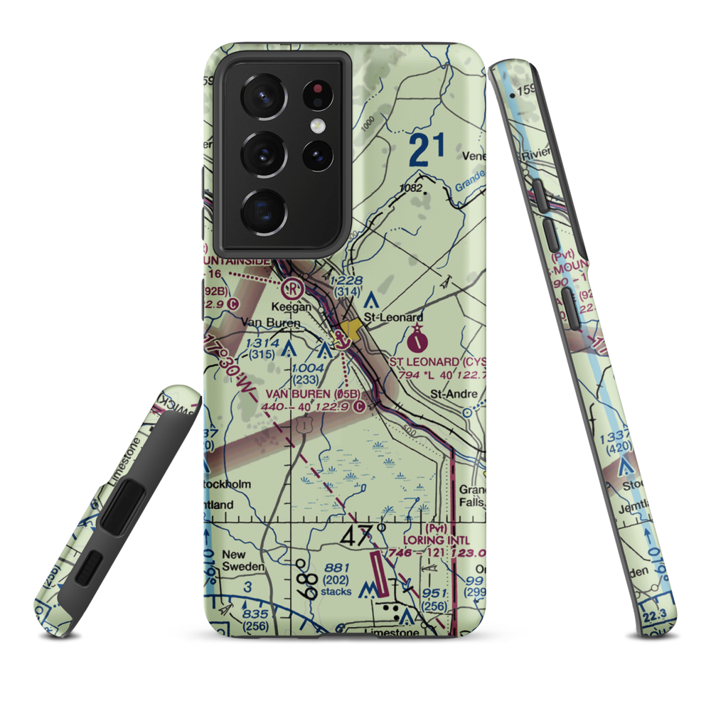 Van Buren Seaplane Base (05B) VFR Sectional Samsung Phone Case Samsung Galaxy S21 Plus model shown