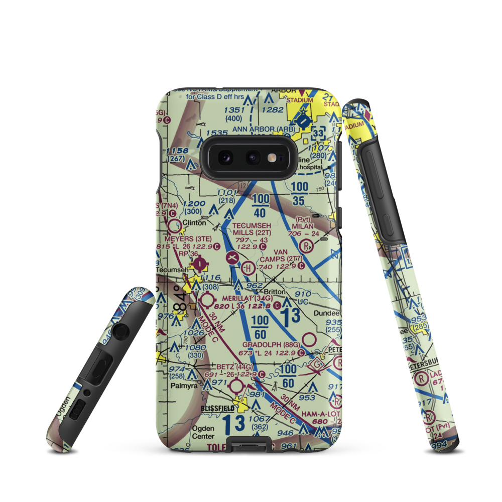 Van Camp's Heliport (2T7) VFR Sectional Samsung Phone Case Samsung Galaxy S10e model shown