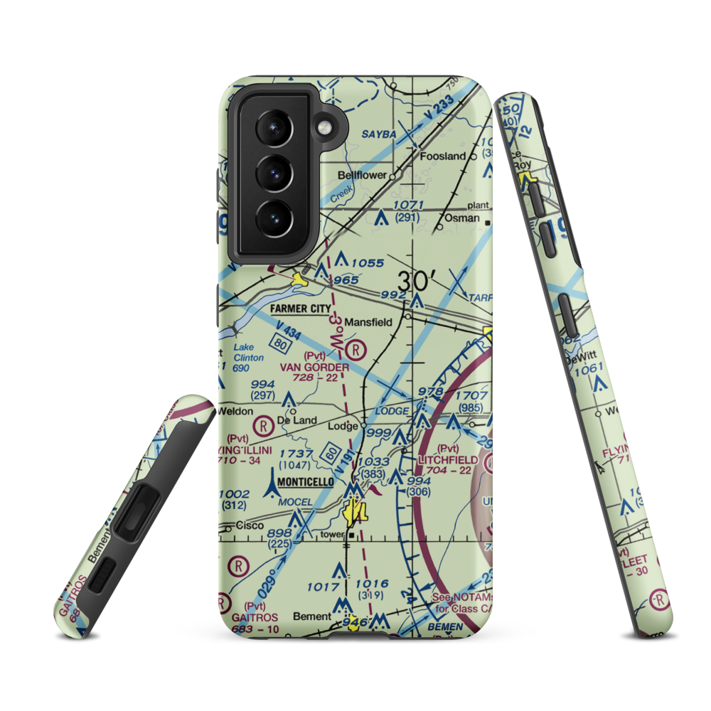 Van Gorder Airport (04IS) VFR Sectional Samsung Phone Case Samsung Galaxy S21 FE model shown