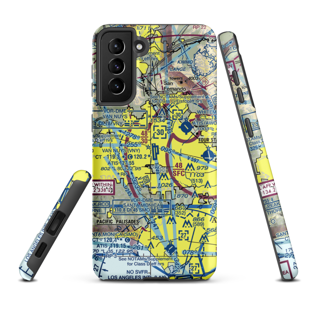 Van Nuys Airport (VNY) VFR Sectional Samsung Phone Case Samsung Galaxy S21 Plus model shown