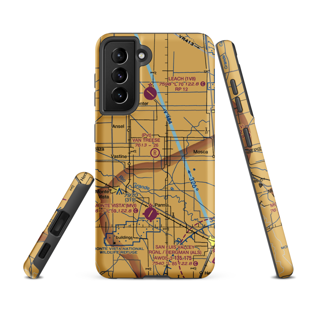 Van Treese Airport (0CO9) VFR Sectional Samsung Phone Case Samsung Galaxy S21 FE model shown