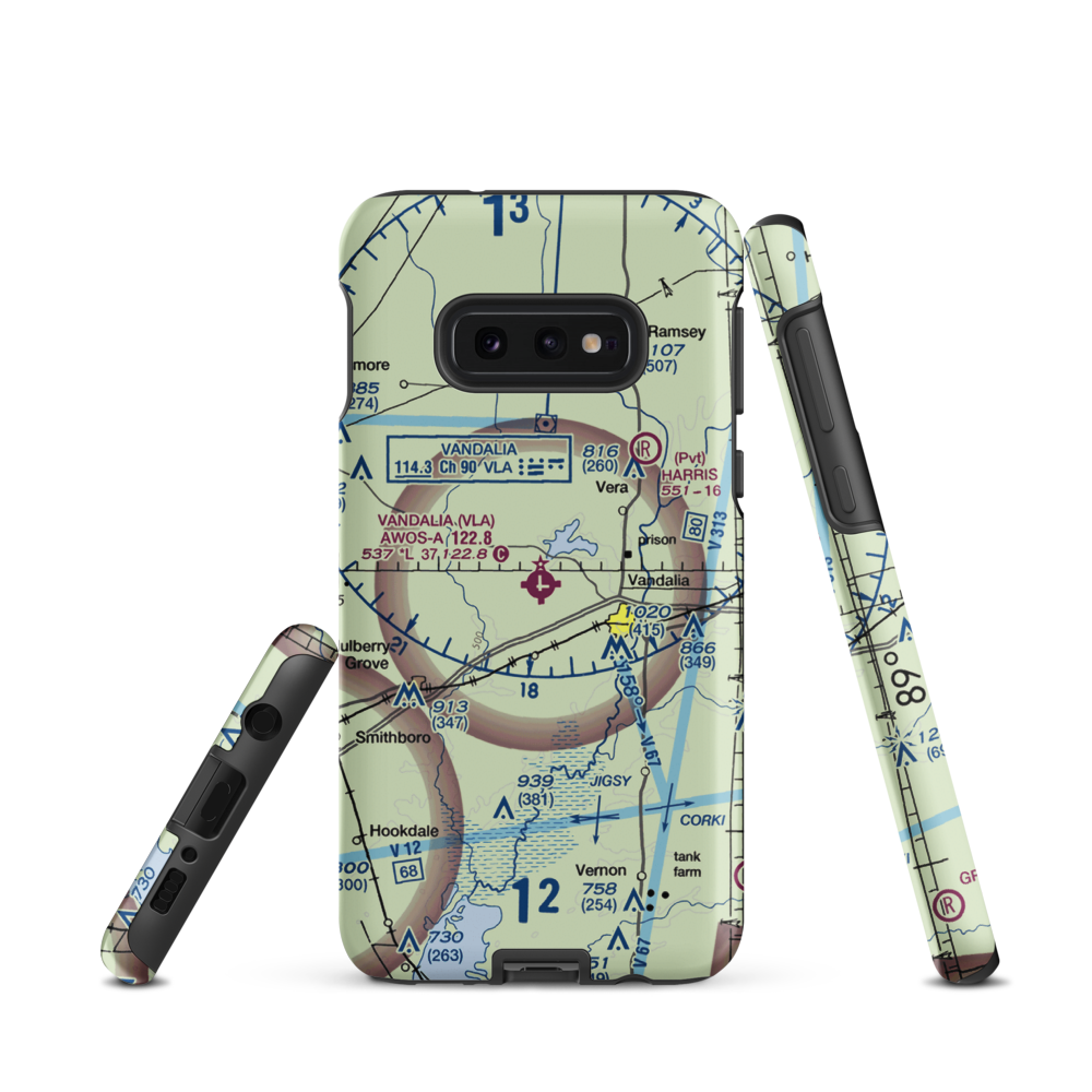 Vandalia Municipal Airport (VLA) VFR Sectional Samsung Phone Case Samsung Galaxy S10e model shown